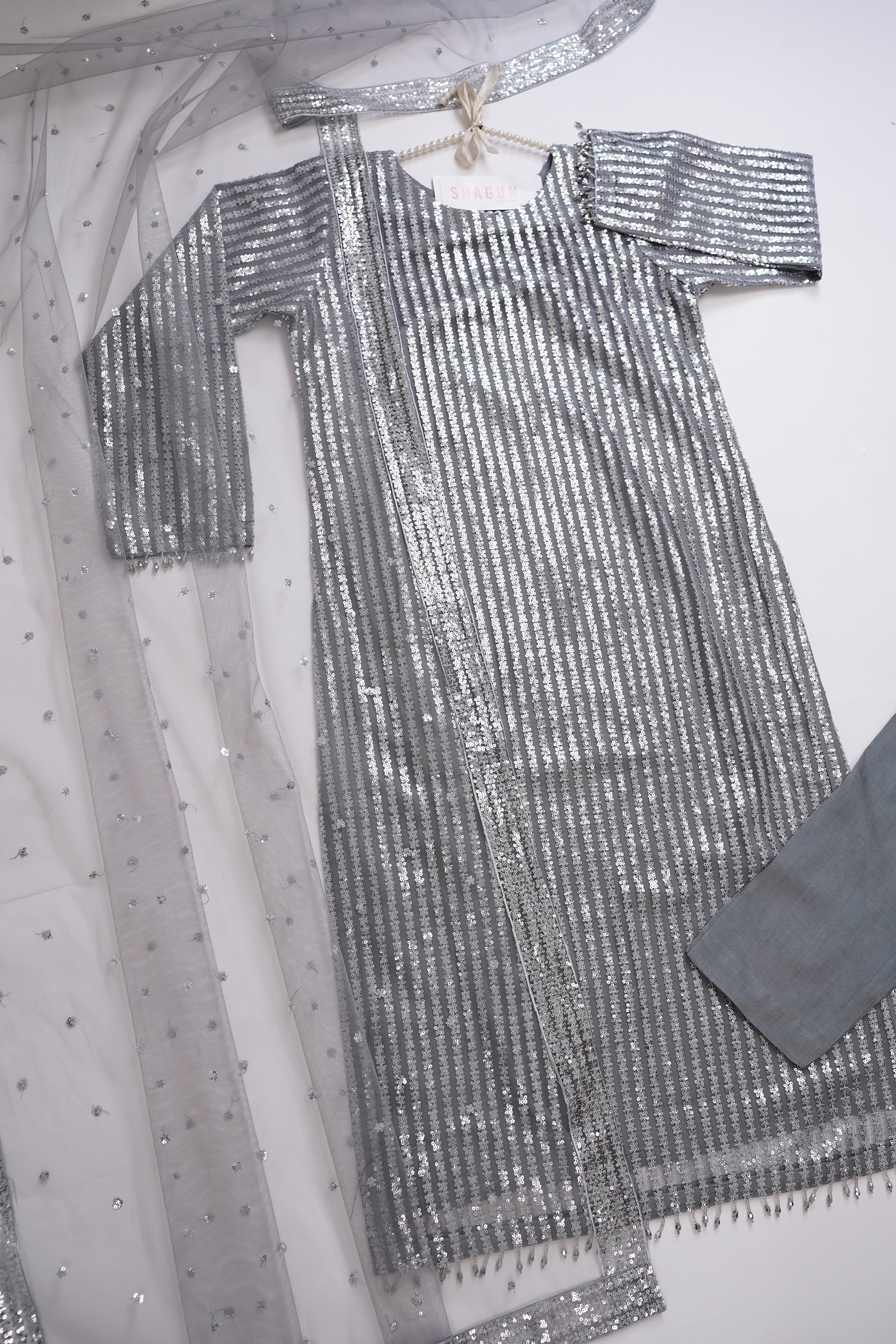 BAROQUE INSPIRED EID COLLECTION GLITTER 3PCS SUIT - 03 - Image 3