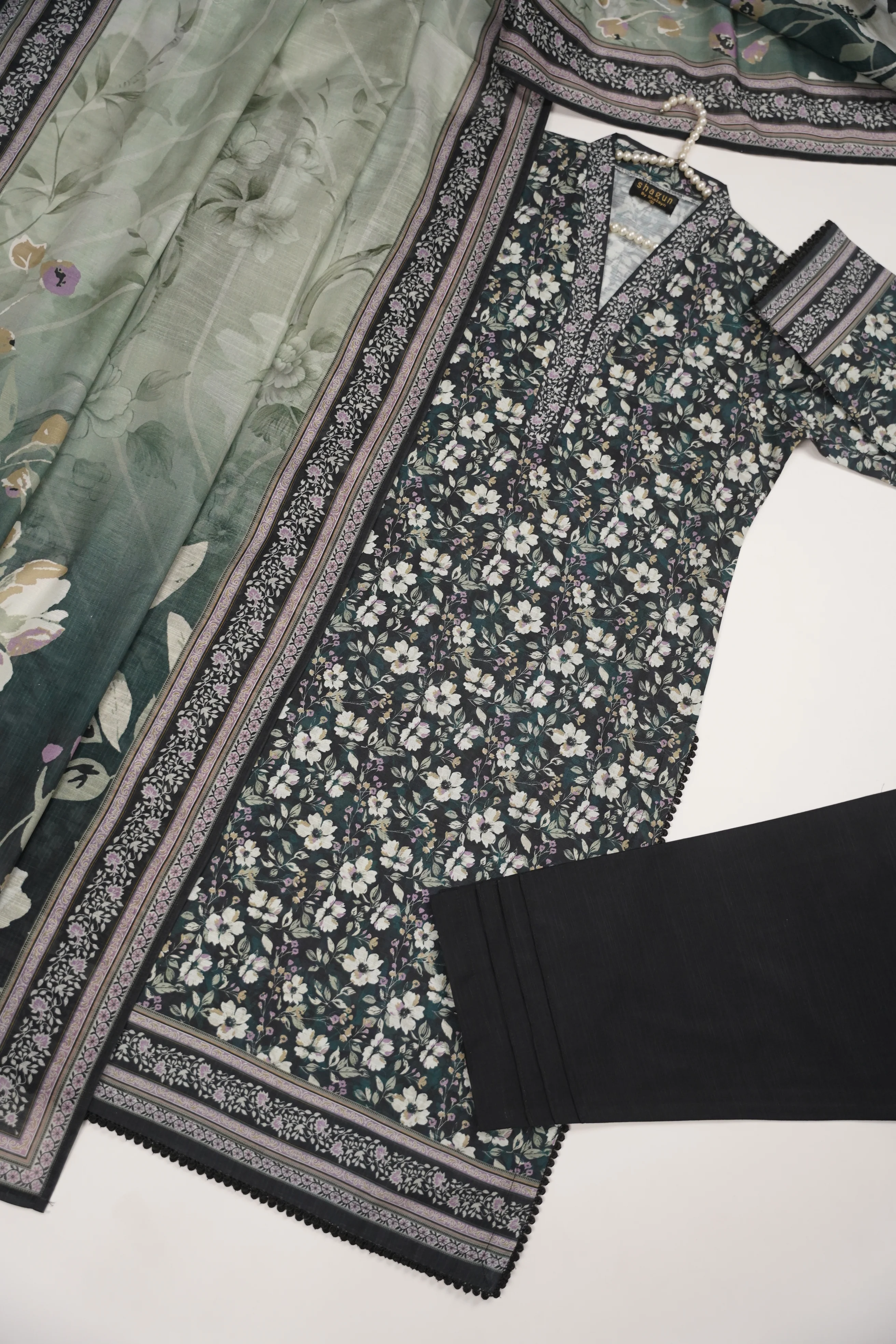 Original Bin Saeed Khaddar 3 PCS Collection HB-04 - Image 10