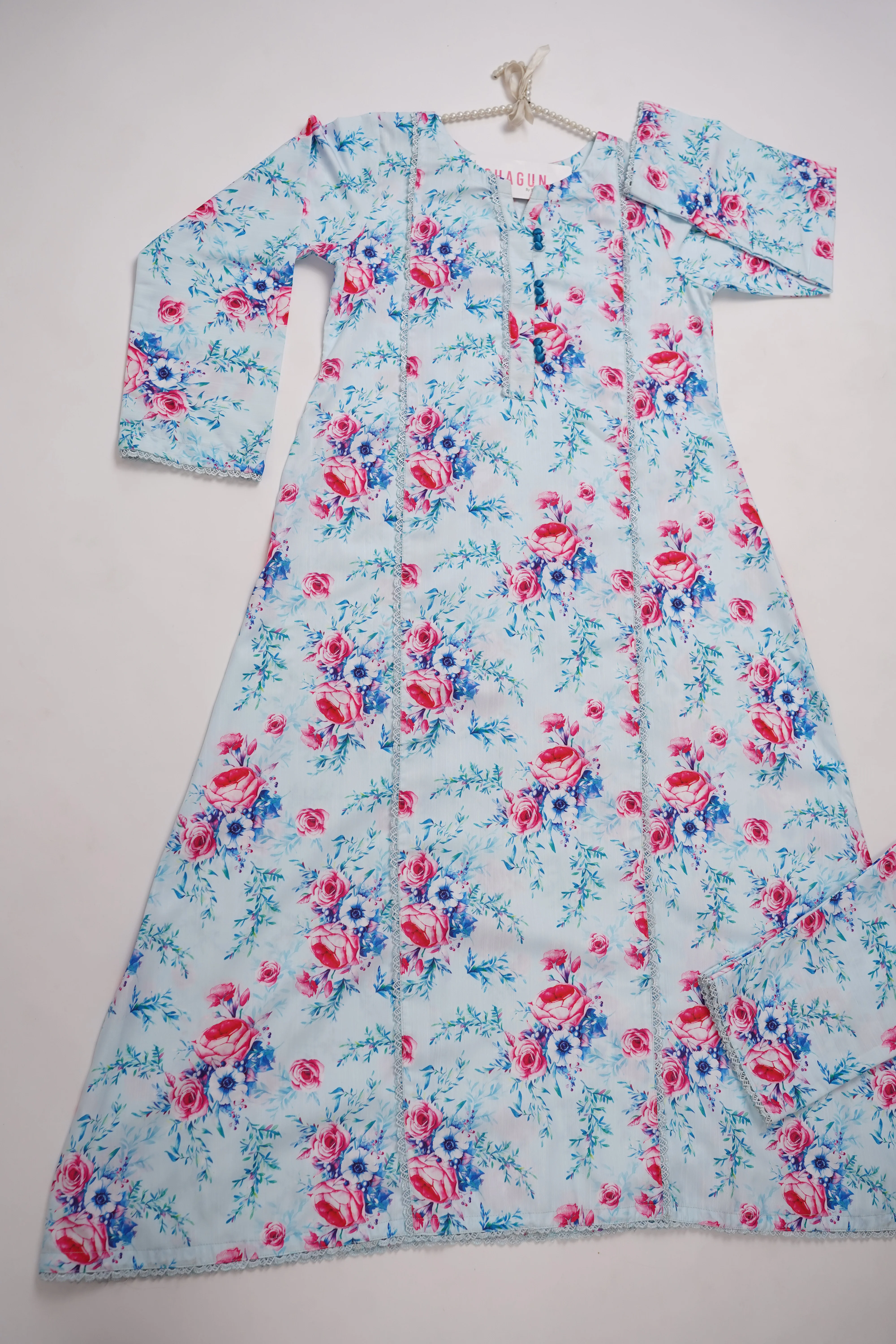 Khaddar Floral Printed 2pcs A-Line Maxi Collection KFP--12 - Image 3