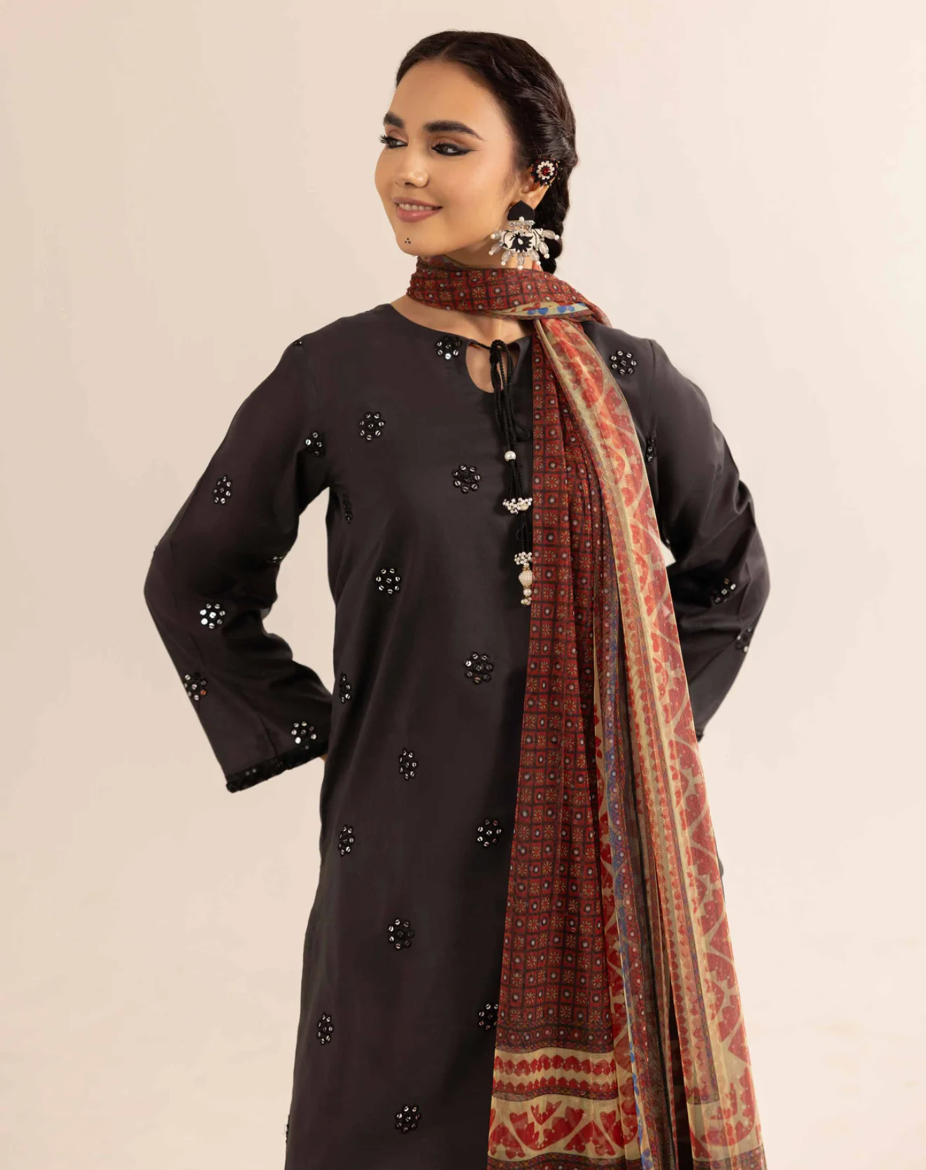 Nishat Ajrak Printed Embroidered Suit - Image 3