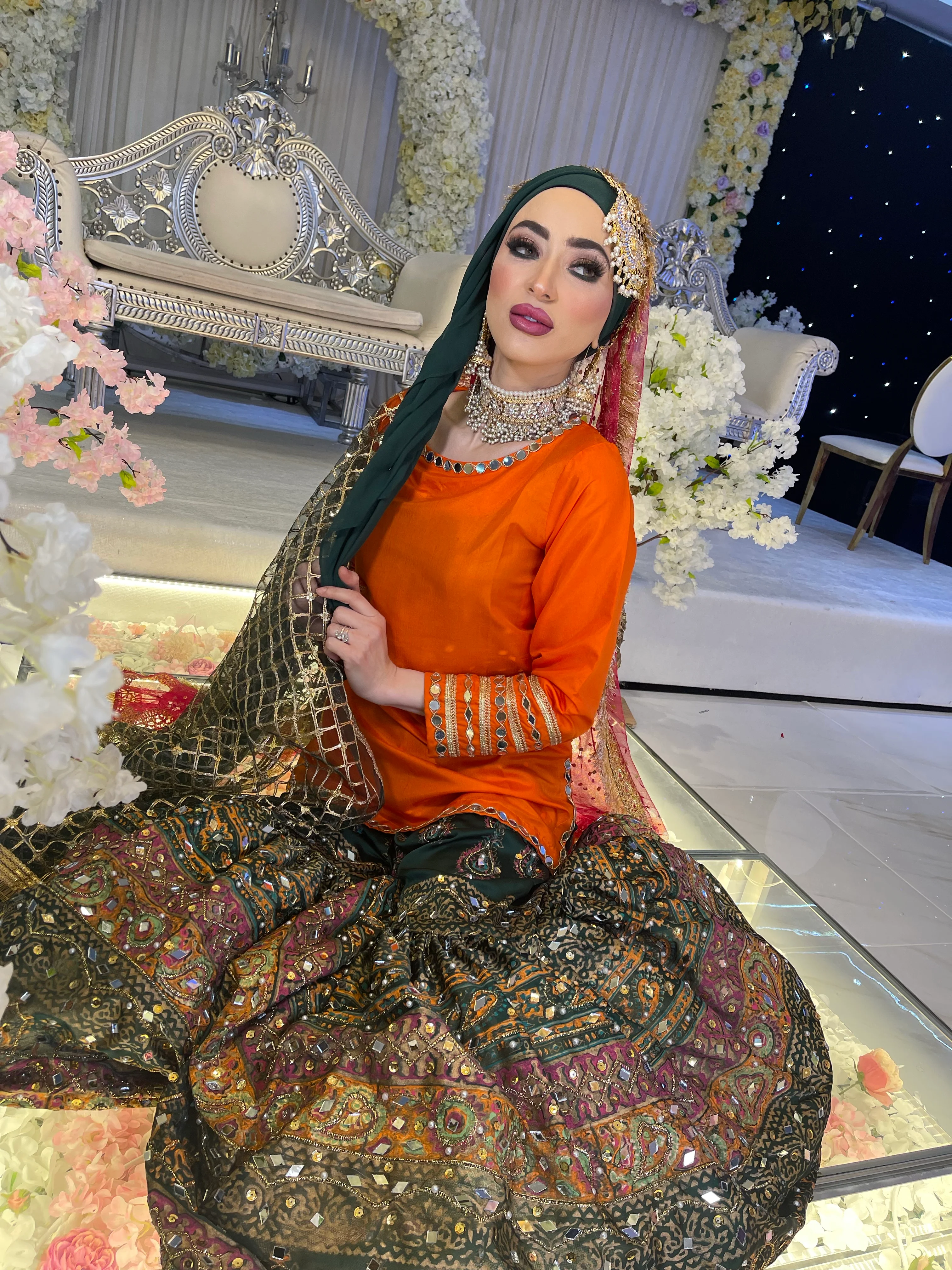 PRE ORDER (READY IN 10 WEEKS) New mehndi wear garara 3 piece - Image 3