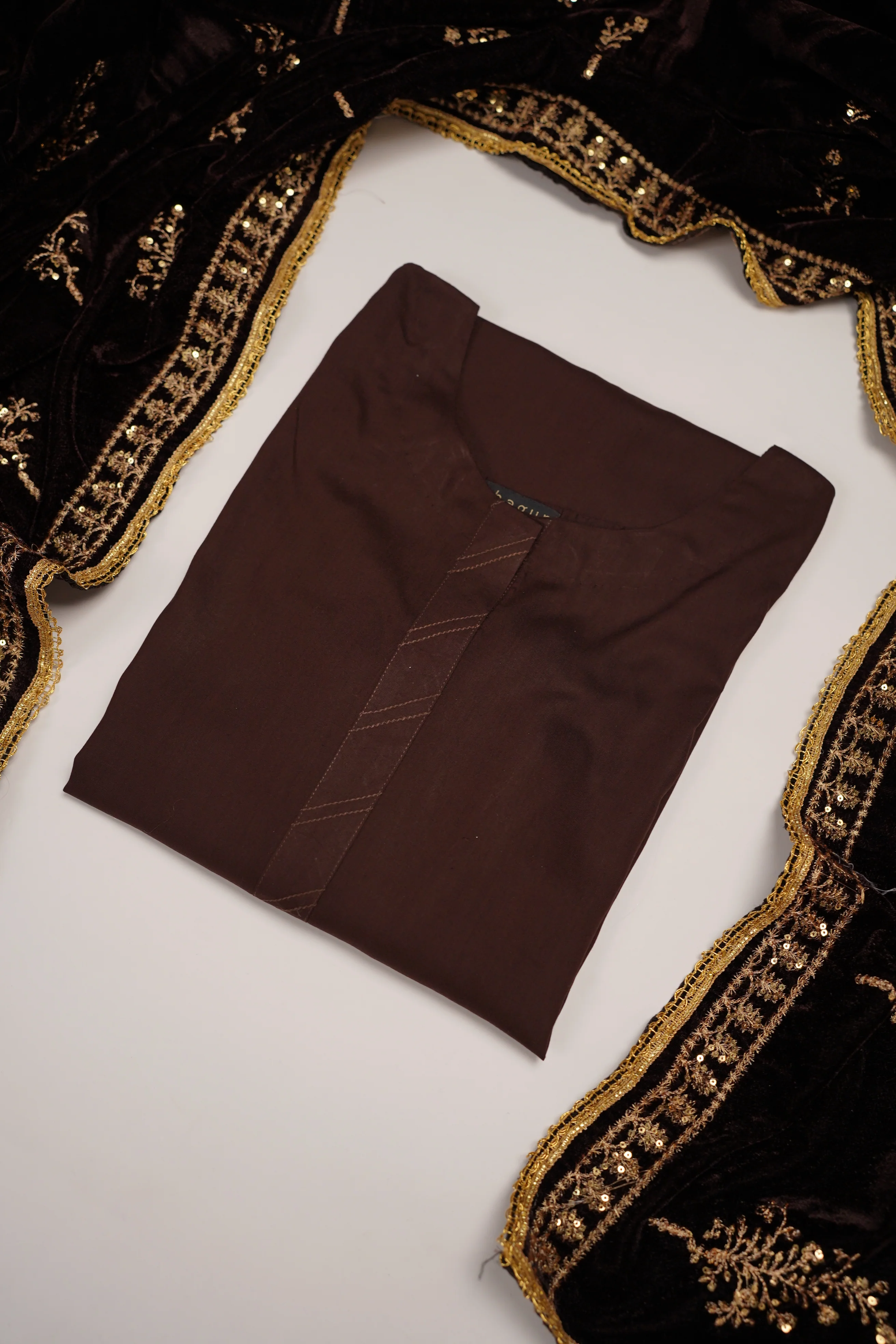 Shagun Linen Collection With Velvet Shawl YT-03