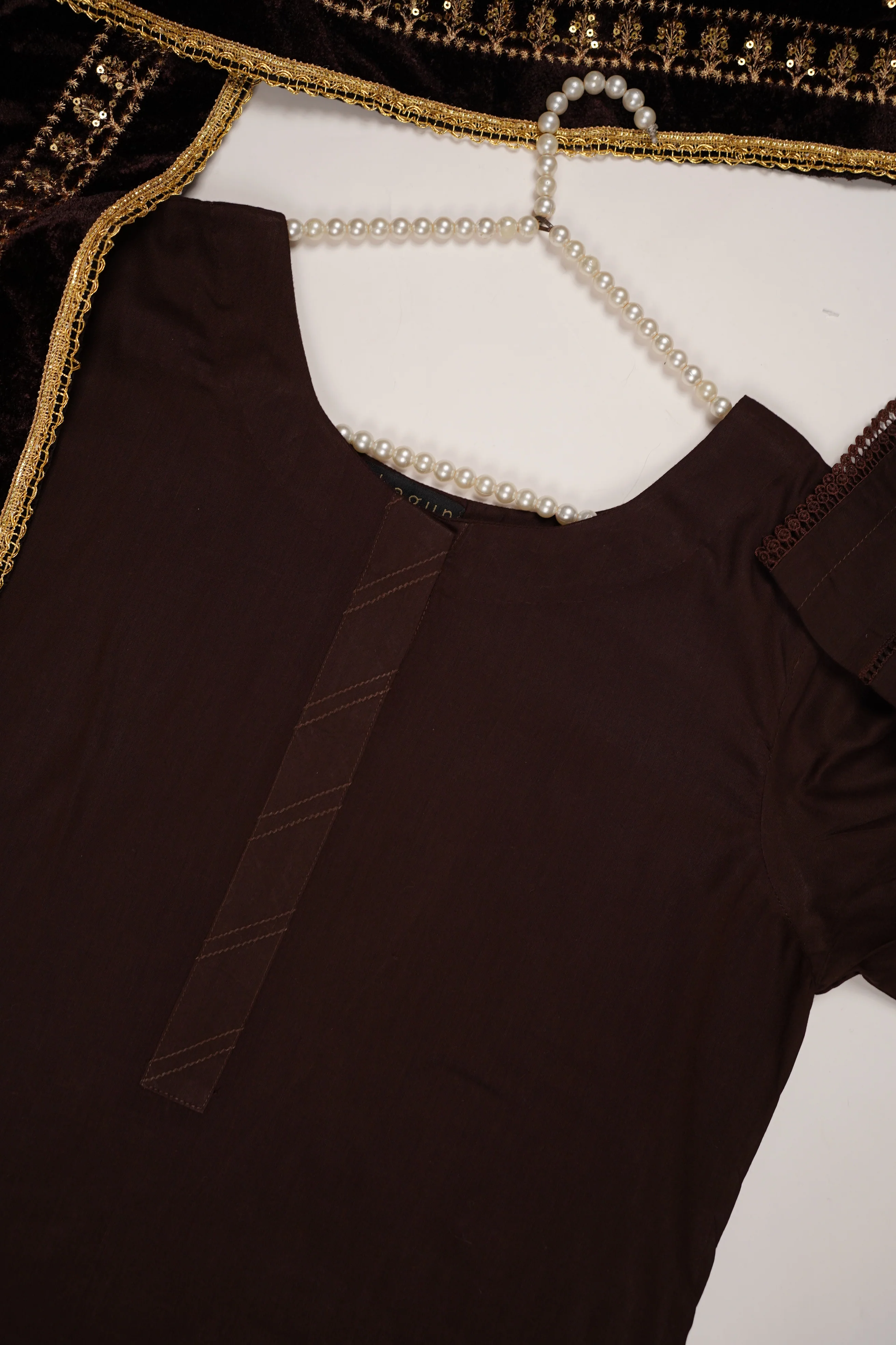 Shagun Linen Collection With Velvet Shawl YT-03 - Image 3