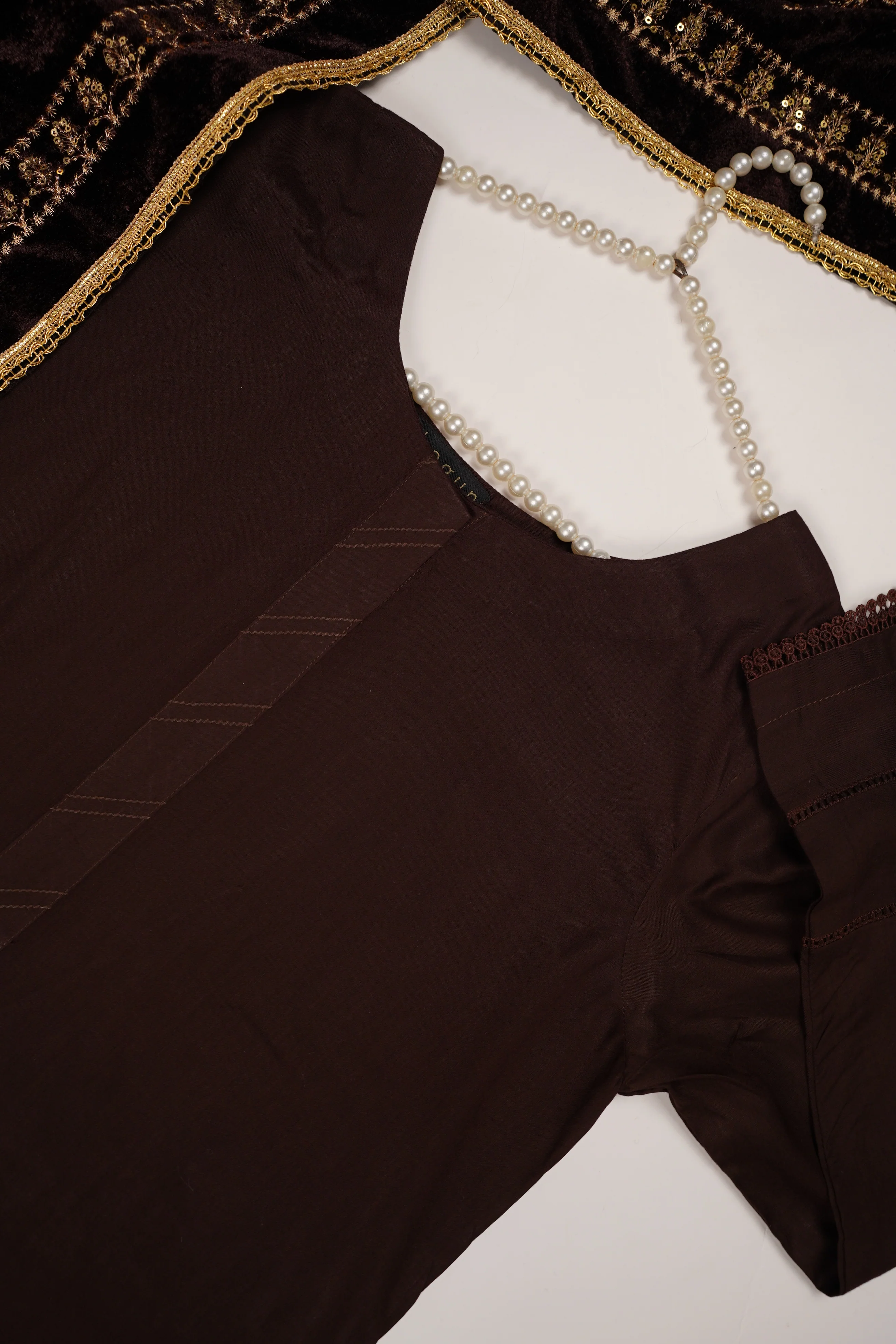Shagun Linen Collection With Velvet Shawl YT-03 - Image 8